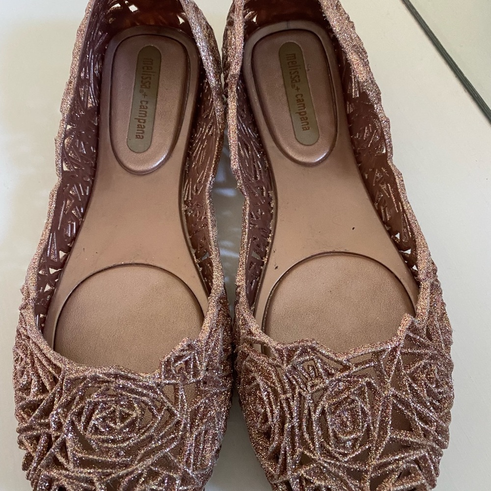 Like New Melissa Campana 8 rose gold jelly shoe